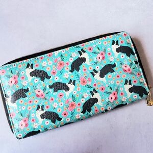 Floral Collie Dog Print Wallet